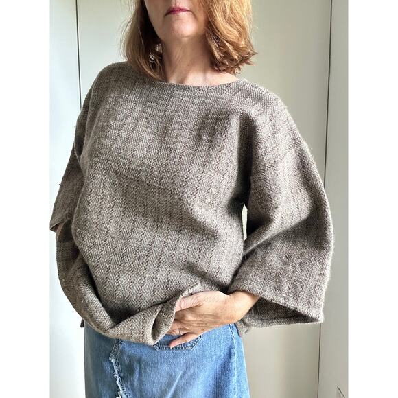 Handmade Wool Pullover Top Beachy Minimalist Hippie Boho Unisec Style Size L - Picture 1 of 11